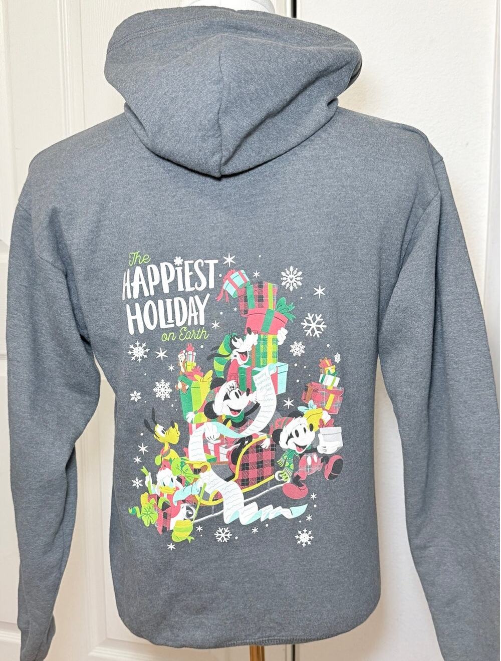 Disney Parks 2018 Mickey Mouse Christmas Zip Hoodie Gray Size S Holiday